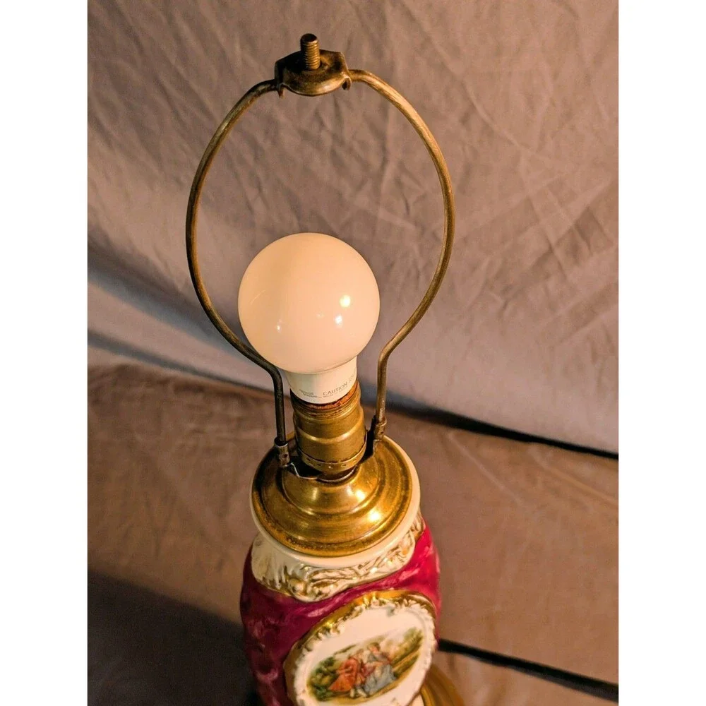 Antique Victorian Hand Painted Porcelain Lamp 24